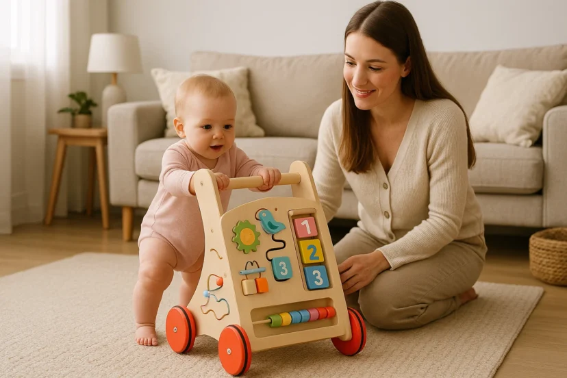 wooden baby walker